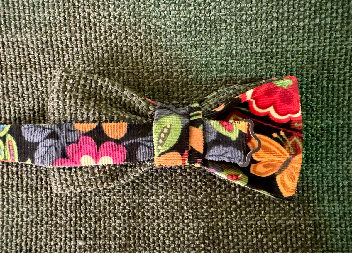 Floral/Olive Bow Tie on Adjustable Strap