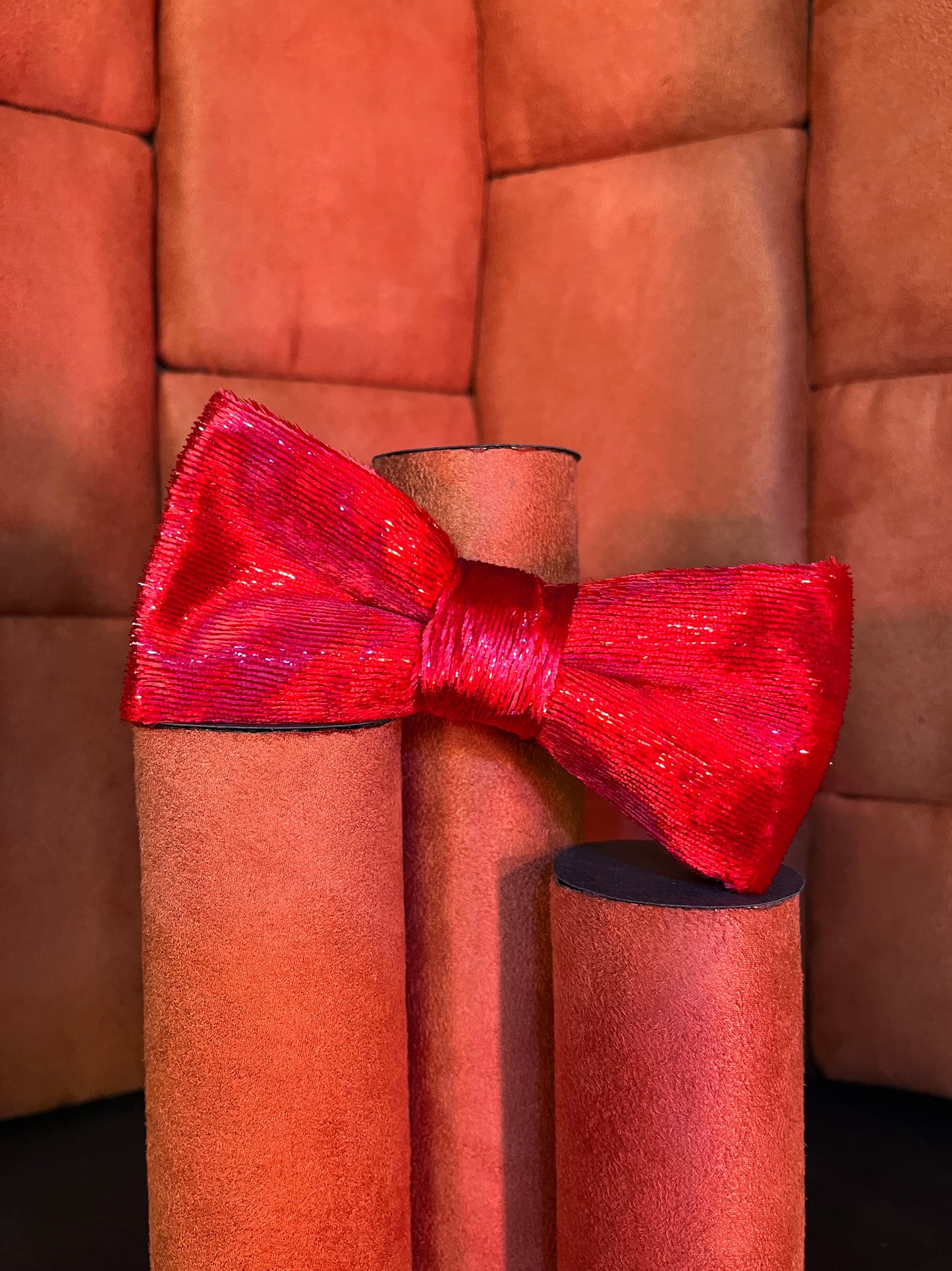 Crimson Velvet Bow Tie