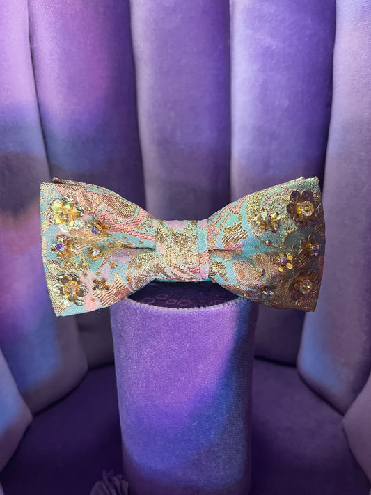 Spring Meadow Embroidered Bow Tie with Adjustable strap