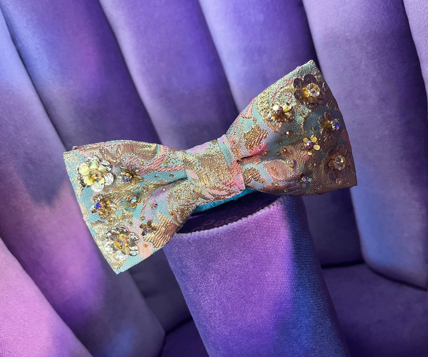 Spring Meadow Embroidered Bow Tie with Adjustable strap