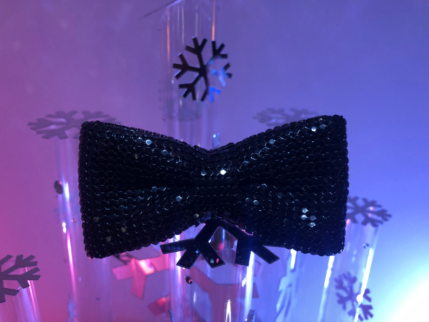 Black Chainmail Adjustable Strap Bow Tie