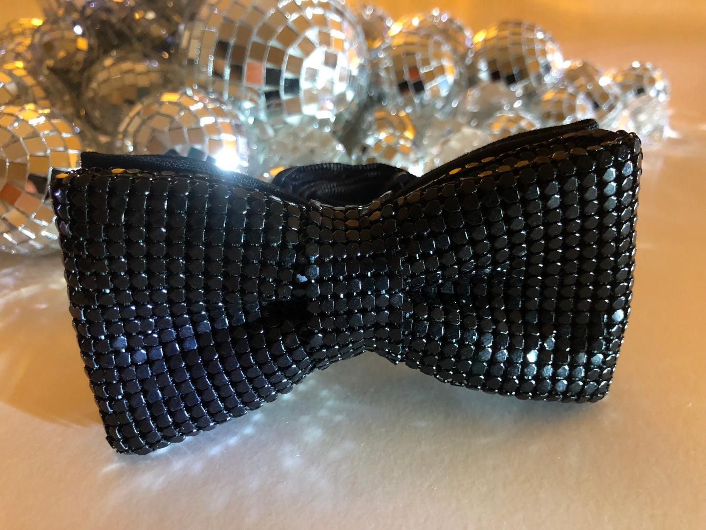 Black Chainmail Adjustable Strap Bow Tie