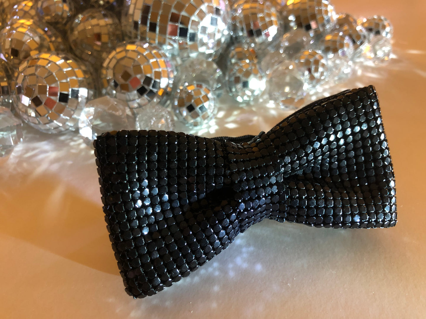 Black Chainmail Adjustable Strap Bow Tie