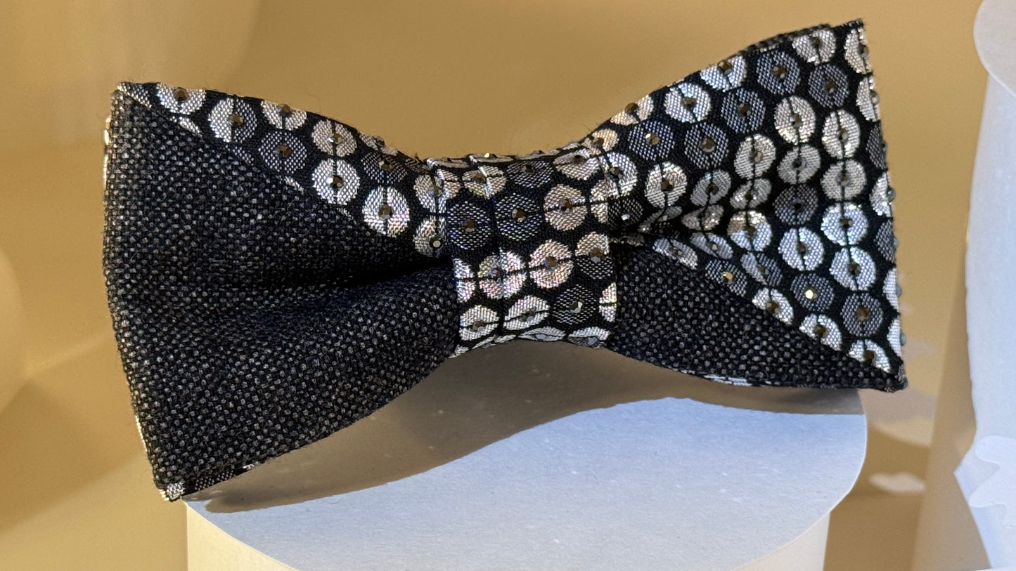 Two tone Bow Tie featuring Swarovski crystals on adjustable strap