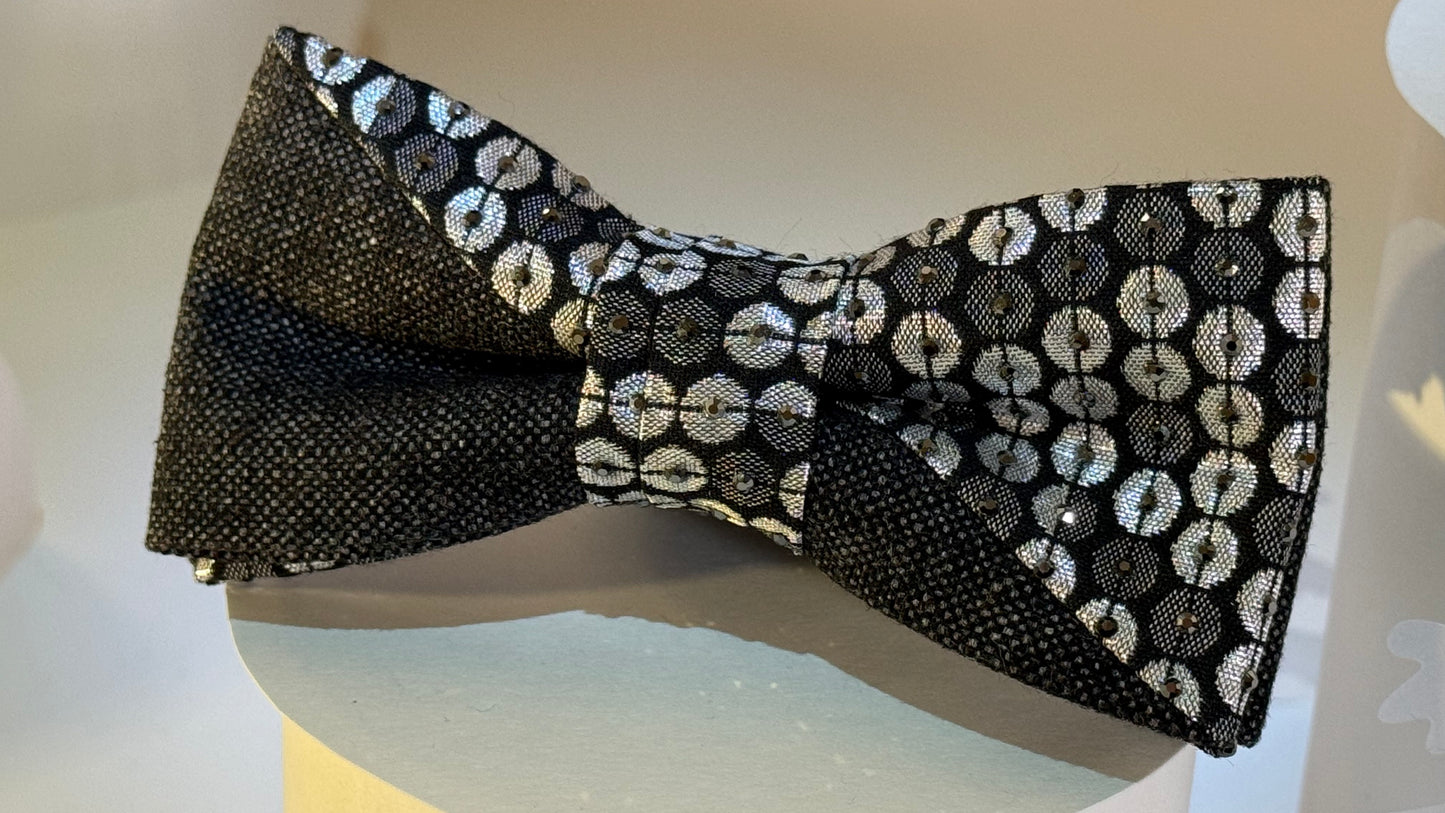 Two tone Bow Tie featuring Swarovski crystals on adjustable strap