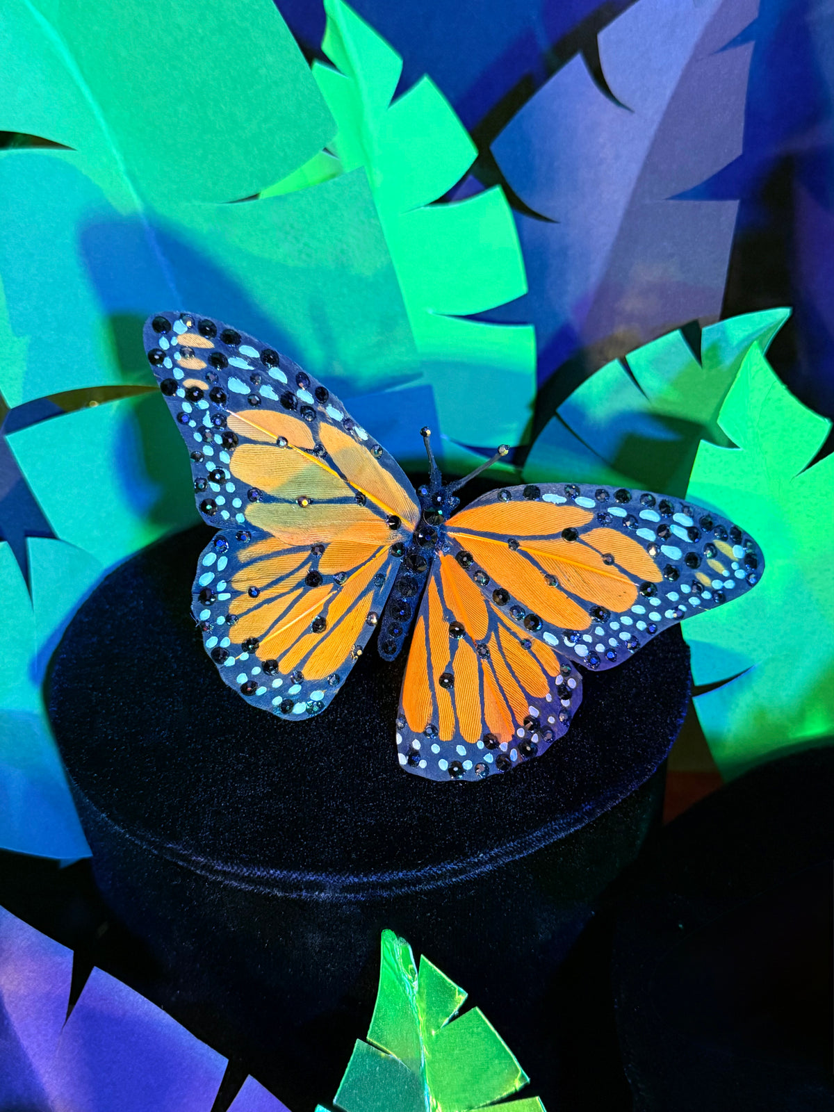Yellow Feather Butterfly Hairclip featuring Swarovski crystals