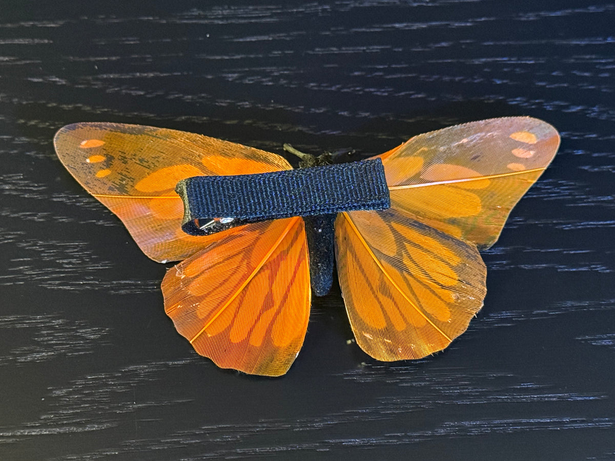 Yellow Feather Butterfly Hairclip featuring Swarovski crystals