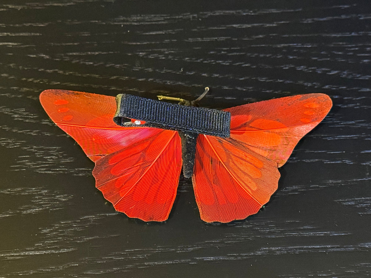 Orange Feather Butterfly Hairclip Featuring Swarovski Crystals