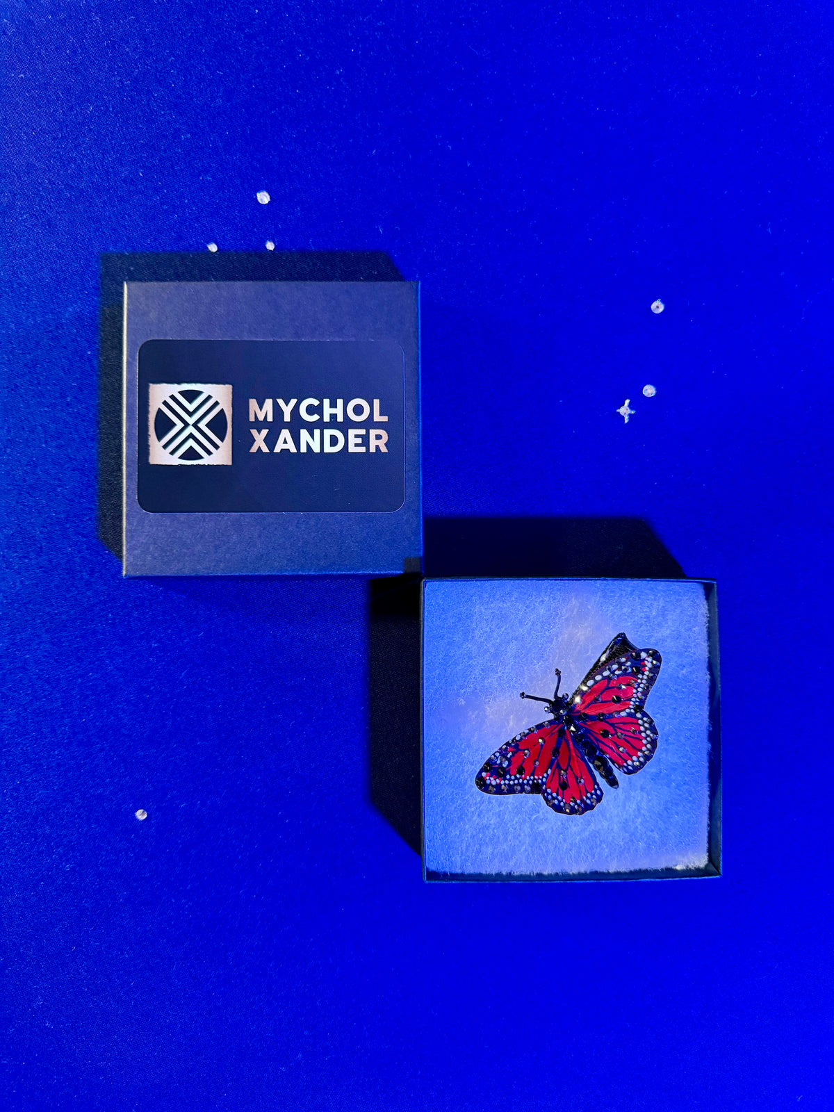 Red Mini Feather Butterfly Hairclip Featuring Swarovski Crystals