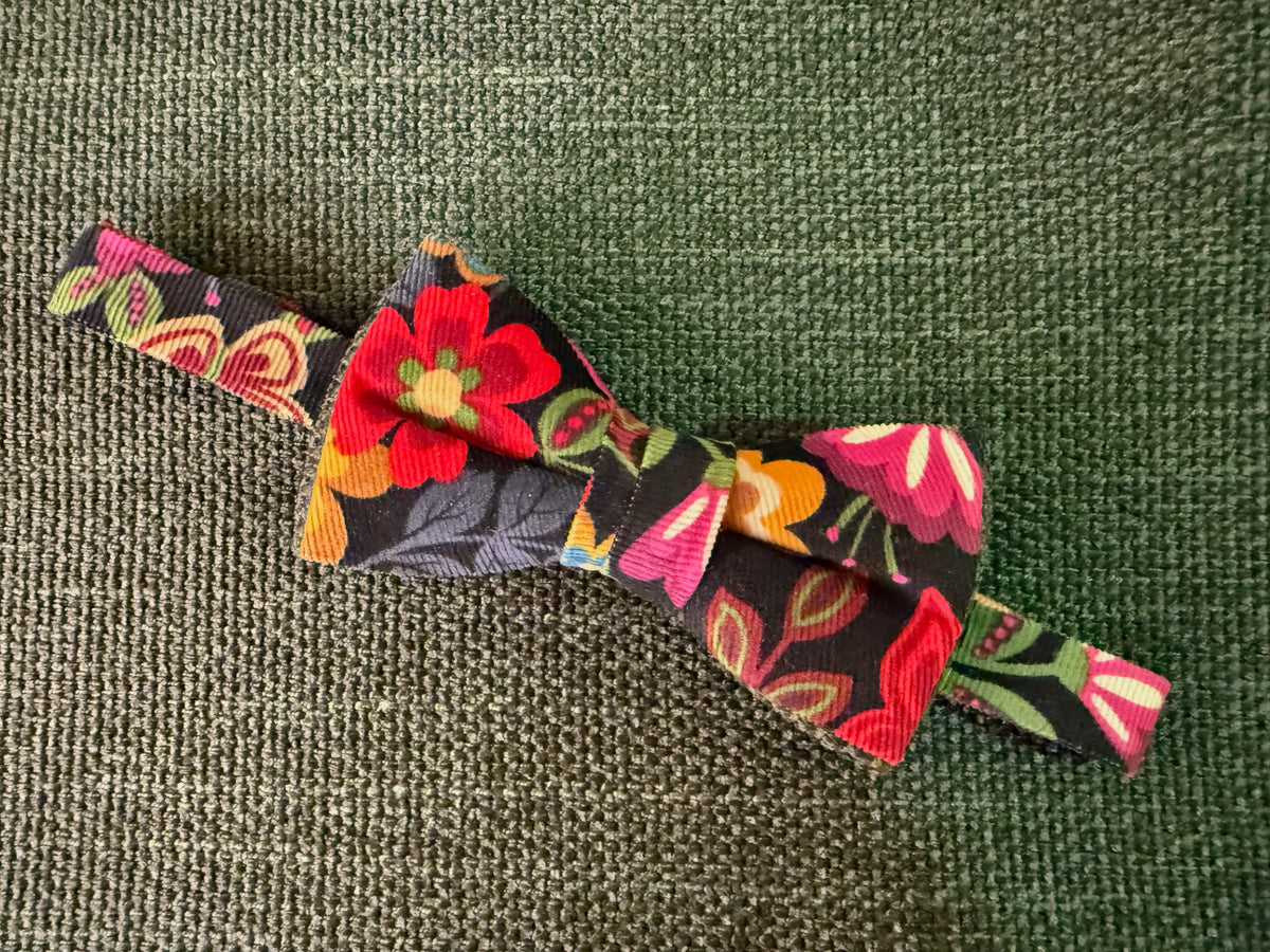 Floral Corduroy Bow Tie on Adjustable Strap