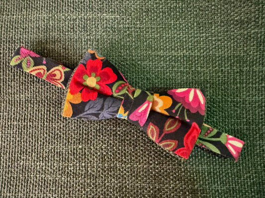Floral Corduroy Bow Tie on Adjustable Strap