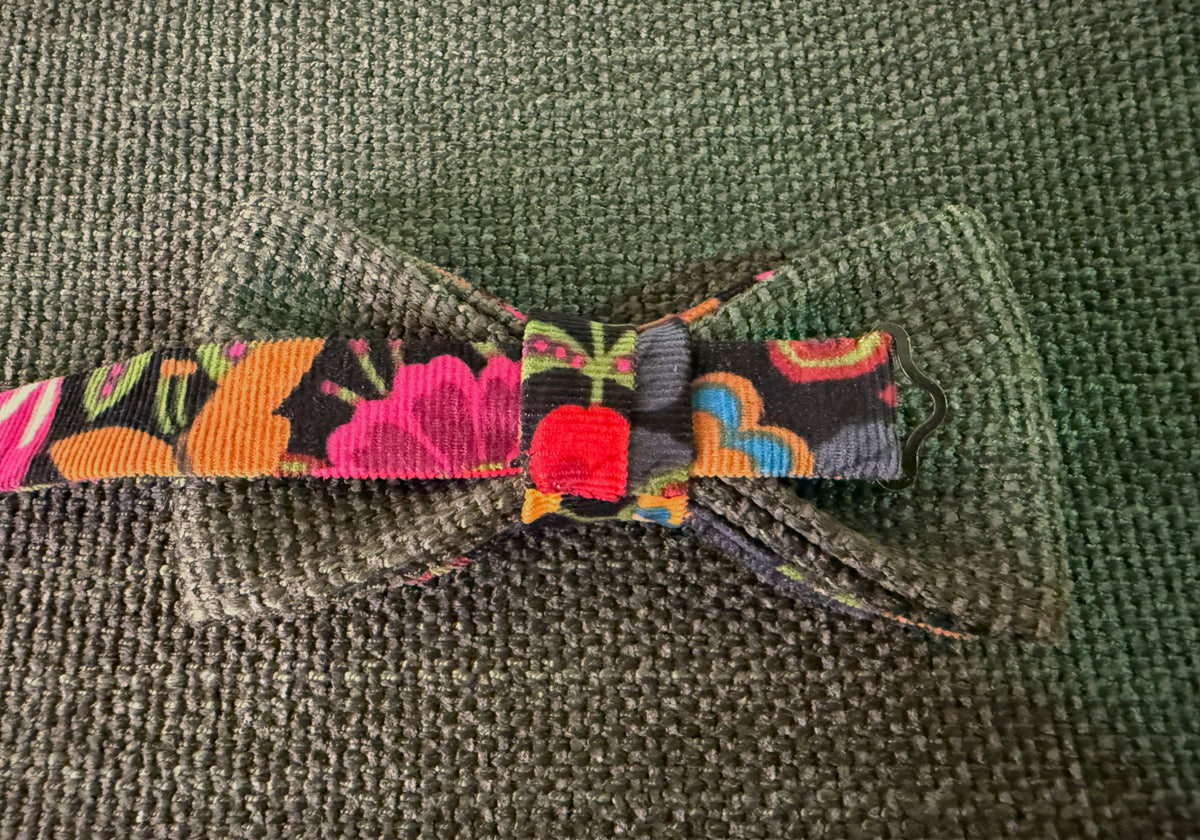 Floral Corduroy Bow Tie on Adjustable Strap