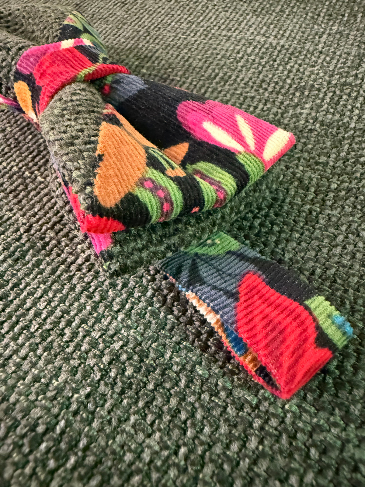Floral/Olive Bow Tie on Adjustable Strap