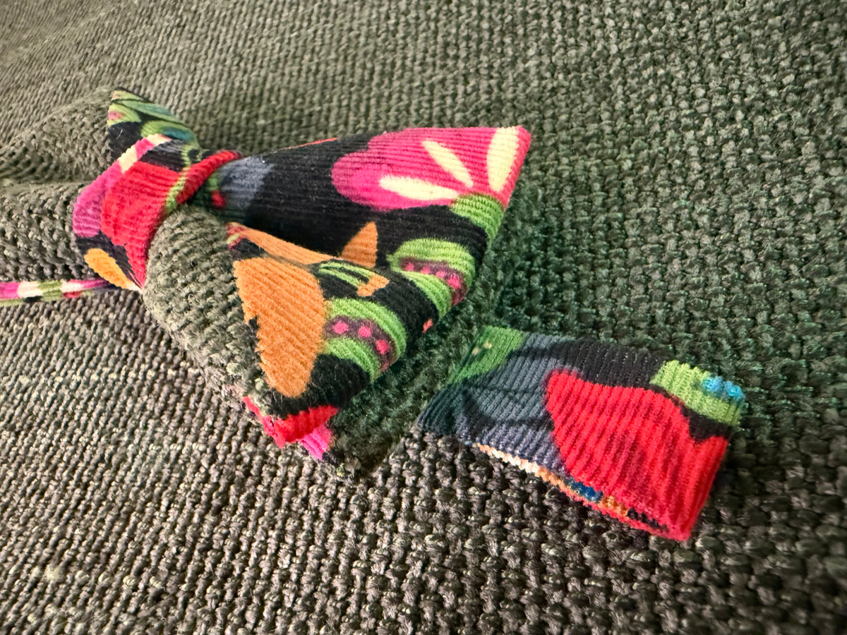 Floral/Olive Bow Tie on Adjustable Strap