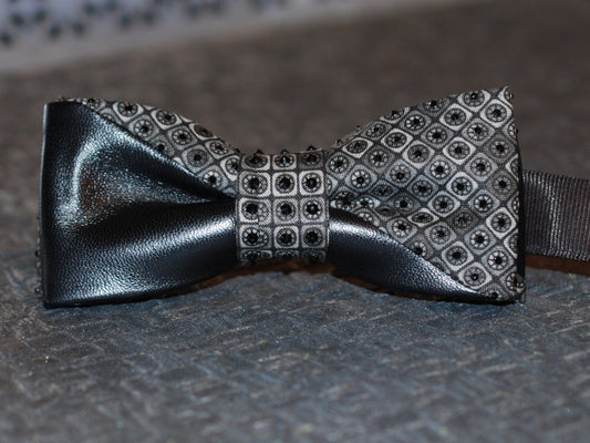 Leather Adjustable Bow Tie featuring Swarovski crystals